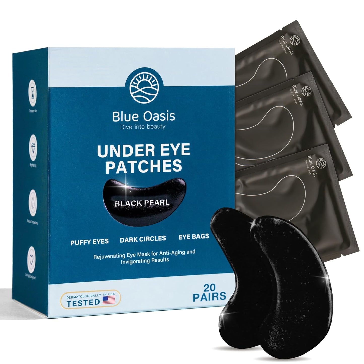 Under Eye Patches 20 Pairs Black Pearl